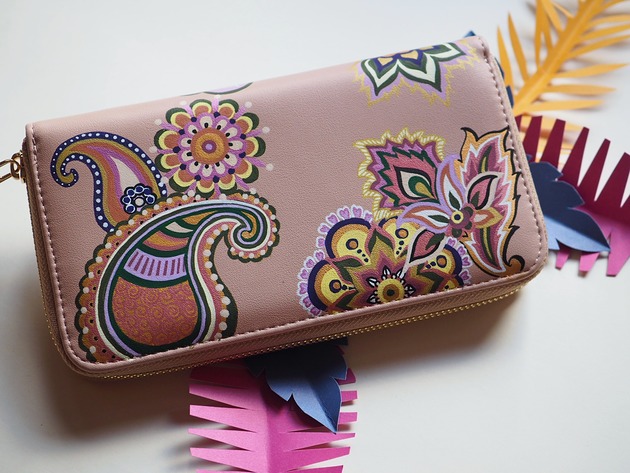 portfele damskie Duży portfel z ekoskóry TURECKIE WZORY PAISLEY