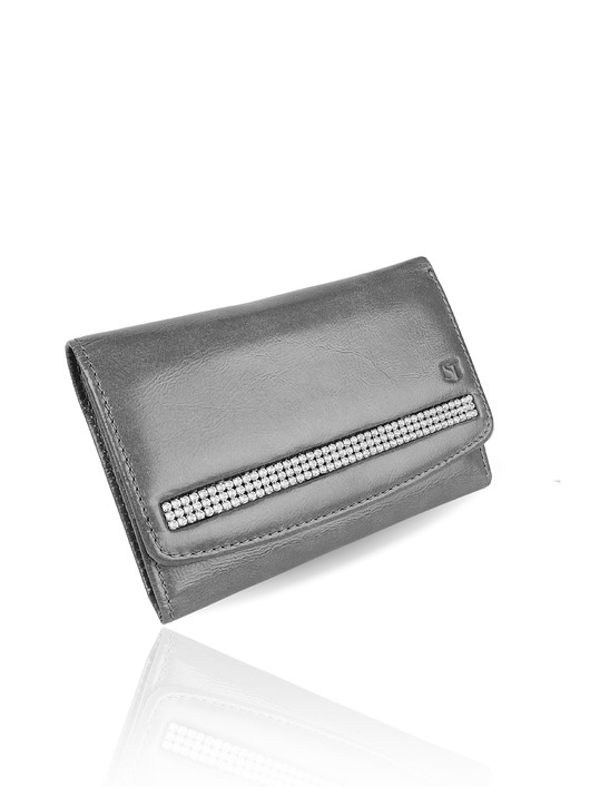 portfele damskie Portfel damski Ella - Swarovski szary