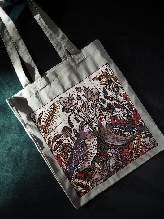 torby na zakupy Ręcznie malowana płócienna torba zakupowa FIELD