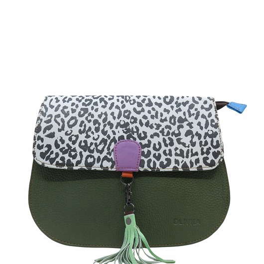 torby na ramię Torebka damska klasyczna odpinany wymienny chwost brelok OLIVKA