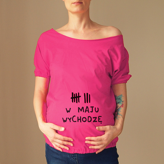 Różowy Ciążowy Oversize Wychodzę S-XXL ONE MUG A DAY