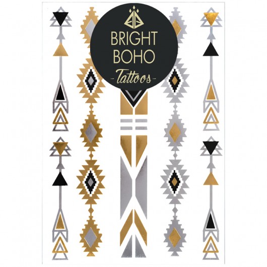 Boho Tattoos Golden Arrows Set Bright Boho old