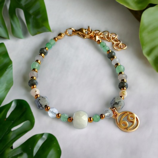 bransoletki z kamieni naturalnych RAK - zodiac collection - PREMIUM :: gold