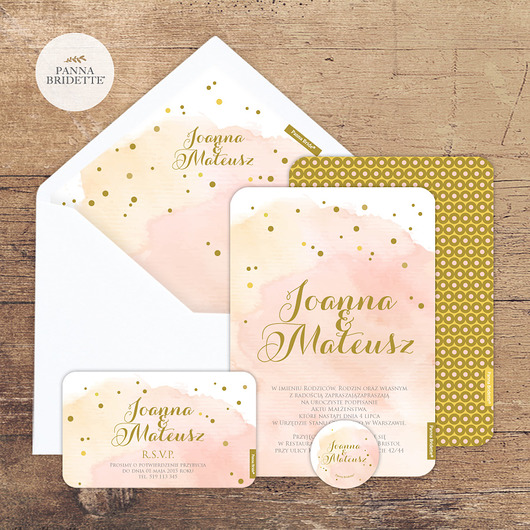 Zaproszenie Ślubne Kolekcja GOLDEN DOT Panna Bridette