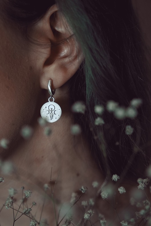 kolczyki srebrne Dwustronne kolczyki ze srebra - Dzień i Noc