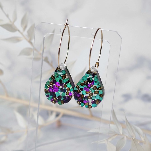 kolczyki z żywicy KOLCZYKI stal i zawieszki z żywicy