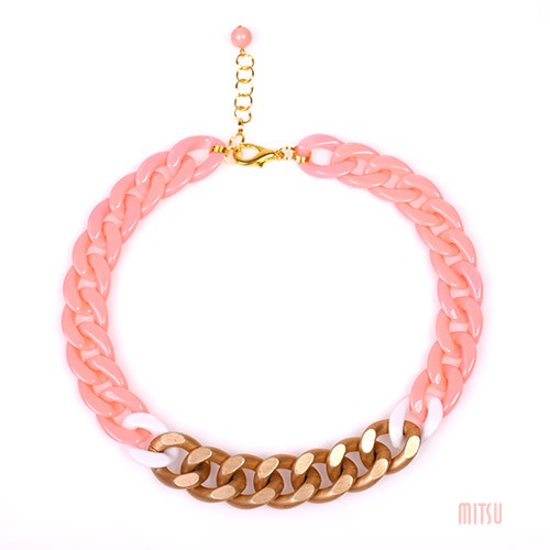 Naszyjnik Neon Koral + Mat Gold Mitsu