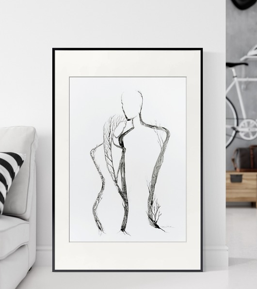 grafika 50X70 cm wykonana ręcznie MiniMalArt