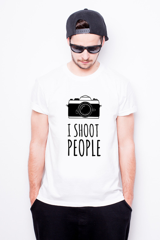 T-shirt męski biały - I shoot people AllbagAllprints