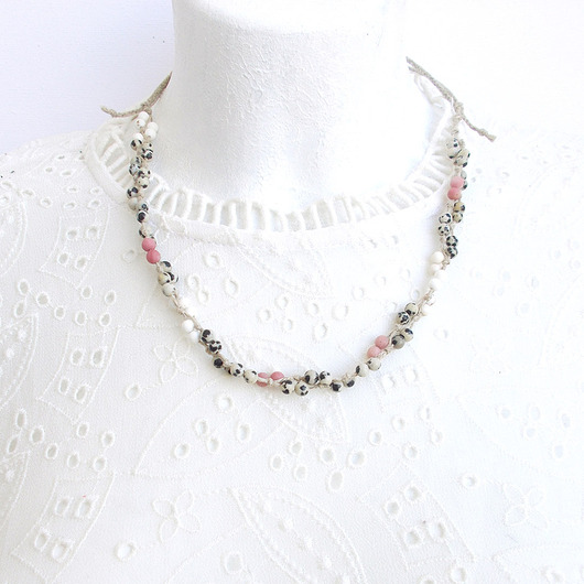 kolie Jaspis i rodonit Naszyjnik bez metalu