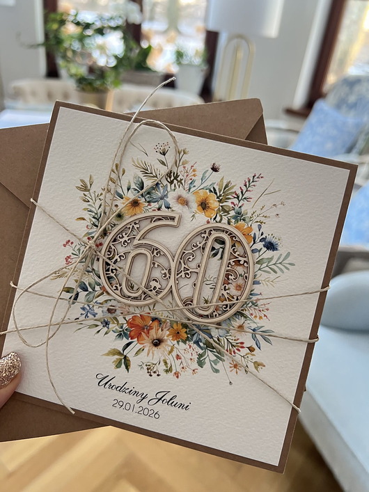 kartki scrapbooking Personalizowana Ręcznie robiona kartka na 60 urodziny - urodzinowa, pomysł na