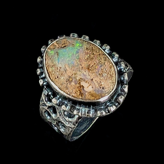 pierścionki srebrne Pierścionek opal boulder