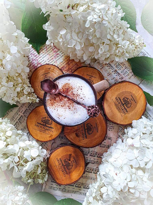 podkładki do kuchni Podkładki z Czeremchy Drewniane podkładki pod kubek Wood Coasters 6 sztuk