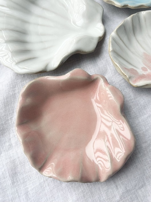 pojemniki na biżuterię Ceramiczna muszla, muszelka - talerzyk na biżuterię