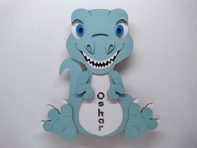 lampy do pokoju dziecka Oryginalna personalizowana lampka DINOZAUR z imieniem