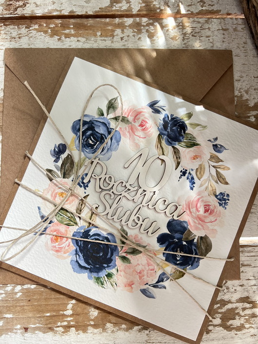 kartki scrapbooking Ręcznie robiona kartka z okazji 10 rocznicy ślubu