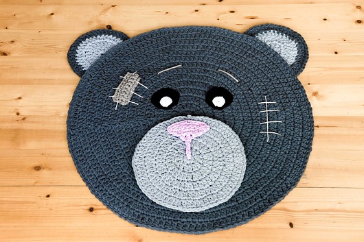 DYWANIK MIŚ USZATEK 85 cm Rabarbar Handmade
