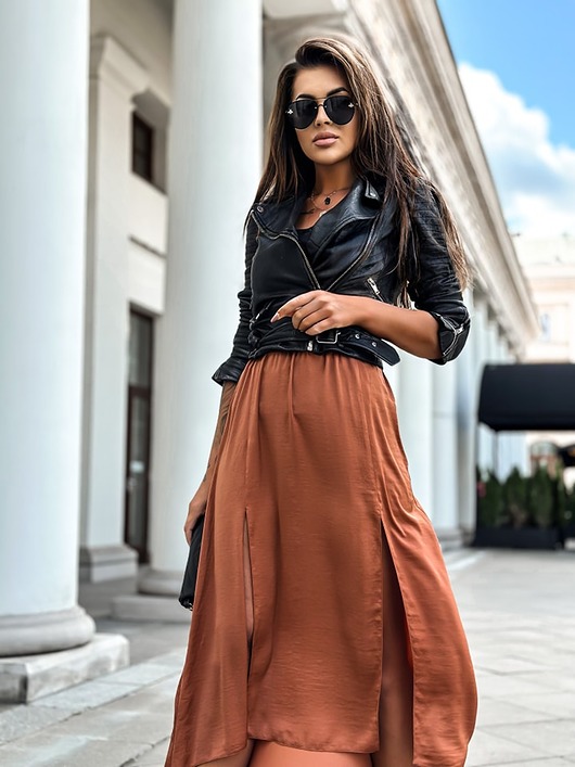 spódnice maxi Długa spódnica MAXI MADERA camel