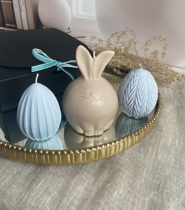 świeczniki i świece Wielkanocny zestaw świece sojowe jajka wielkanocne i zając/ królik