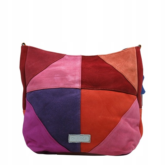 torby na ramię Torebka damska pojemna zamszowa na ramię kolorowa oryginalna OLIVKA