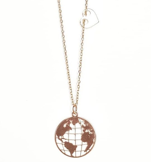 złote naszyjniki Świat globus naszyjnik