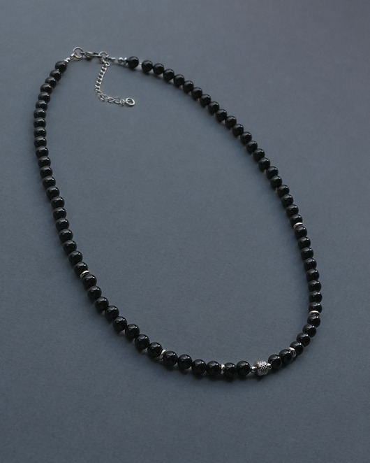 biżuteria męska Krótki męski naszyjnik onyks i stal