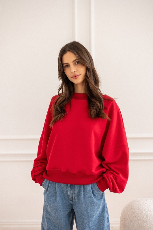 bluza bez kaptura damska Bluza Iconic Malinowa Czerwień