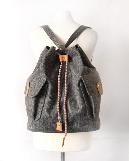 plecak - grey&beige&stripes- elfagado