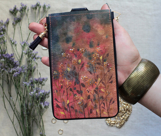 Torebka - etui na telefon - kwiaty ByLucyArt