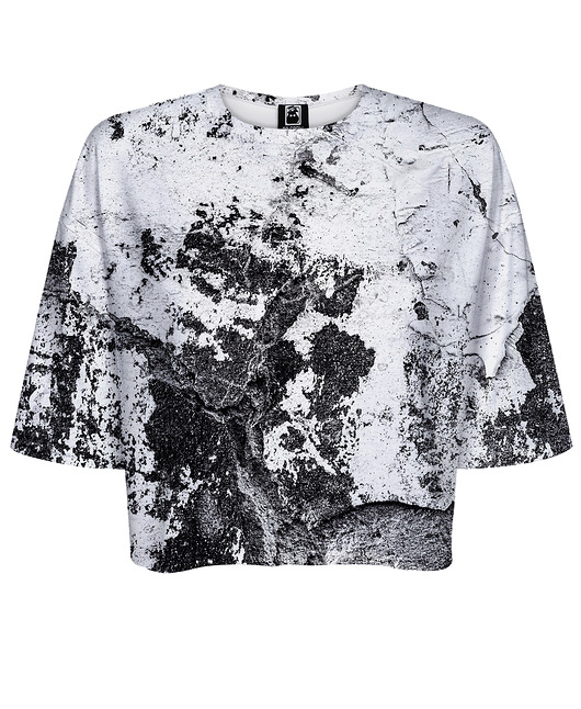 t-shirt damskie DR.CROW T-shirt Krótki CROP Marble Grey