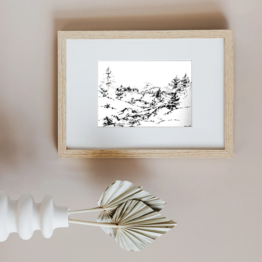 grafiki i ilustracje WYPRZEDAŻ SZTUKI! Rysunek cienkopis Krajobraz pejzaż oryginalny 21x30 cm