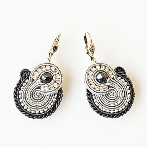 kolczyki soutache Sutaszowe kolczyki GRAPHITE