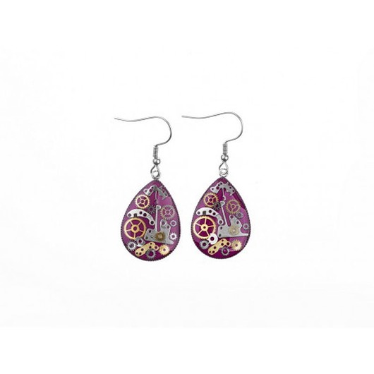 kolczyki z żywicy KOLCZYKI - ŁEZKI (Fuksja) Mechanizmy