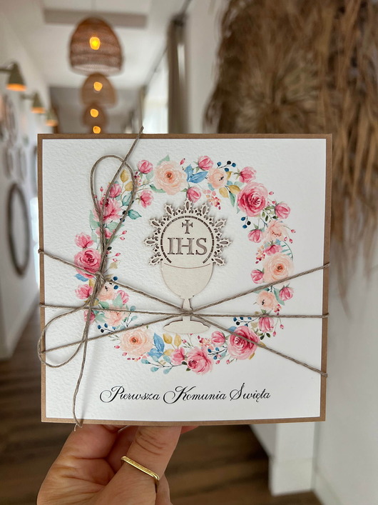 kartki na komunię Najpiękniejsza ręcznie robiona kartka komunijna, prezent