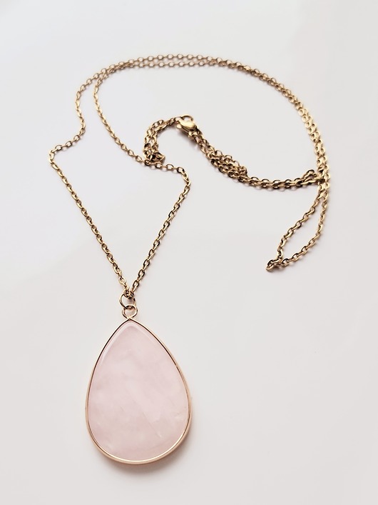 naszyjniki - inne Łańcuszek z łezką kwarcu - amulet
