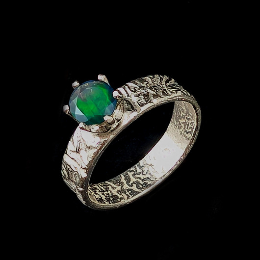 pierścionki srebrne Pierścionek Czarny opal r. 17