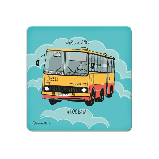 Podkładka pod kubek Wrocław Autobus Ikarus Gliniana Kura