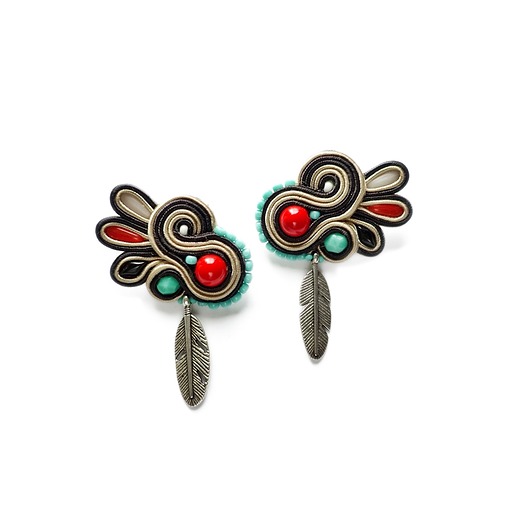 Navajo- etniczne kolczyki soutache Mró Soutache