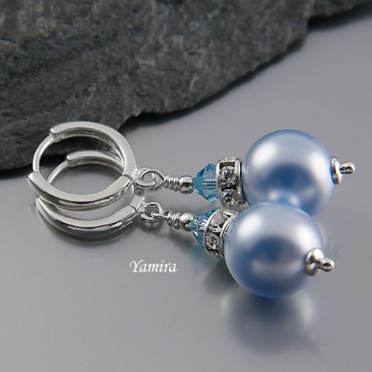 kryształ Swarovski Light Blue pearl exclusive - kolczyki yamira