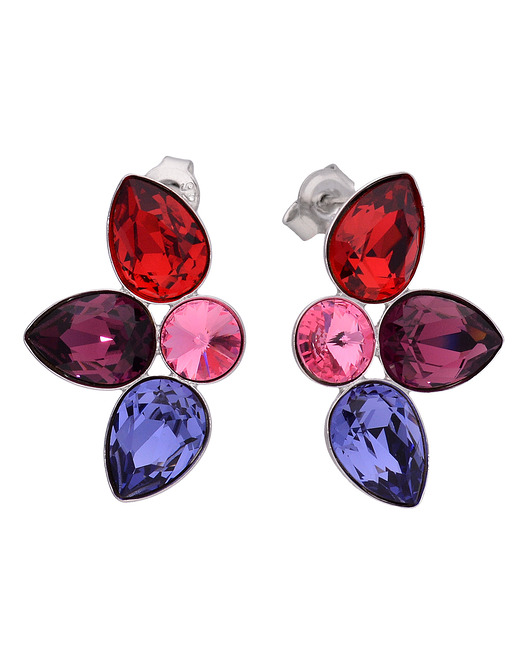 kolczyki swarovski Srebrne kolczyki kolorowy kwiat Swarovski