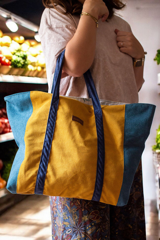 torby na ramię Miodowo-turkusowa shopperka