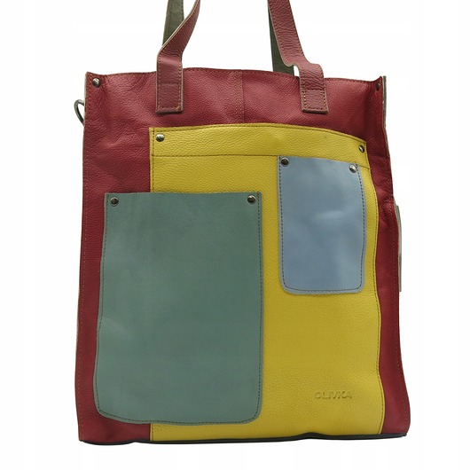 torby na ramię Torebka damska na ramię, shopper, duża, pojemna, mieści A4 skórzana OLIVKA