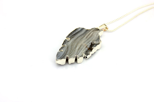 Brazi Colare Druza Agatu Liść w srebrze Brazi Druse Jewelry