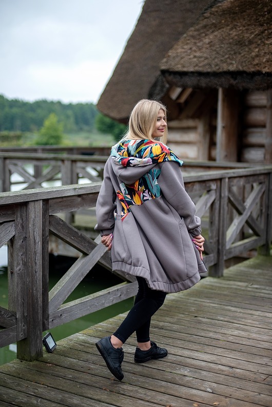 bluza z kapturem damska Bluza Elastic Gray