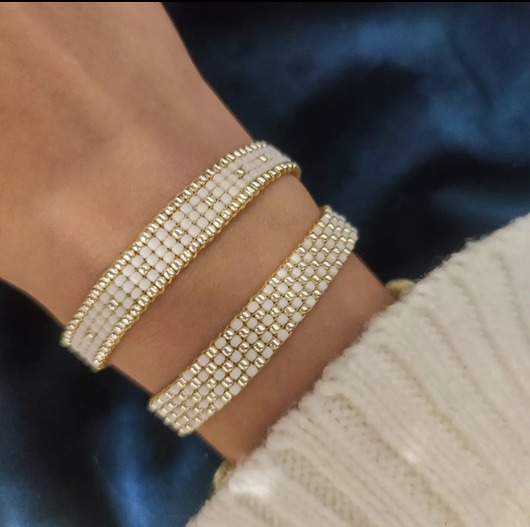 bransoletki ze szkła Zestaw dwóch bransoletek ze szklanych koralików toho -white night