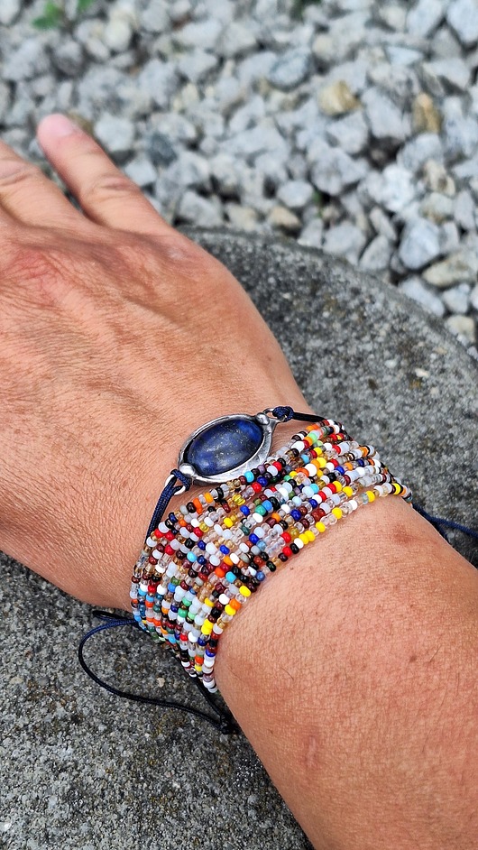 bransoletki wire wrapping Lapis lazuli na lato - bransoletka sznurkowa