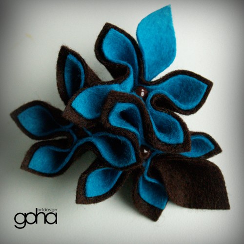 Brązowo Turkusowa FlowerFelt Design