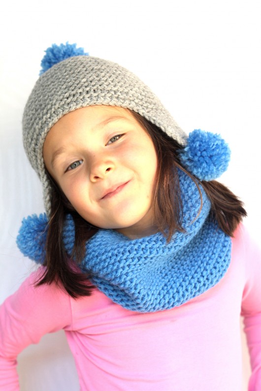Radosny komplet: czapka uszatka i komin otulik Handymadegirl