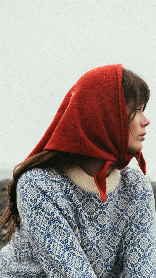 apaszki Apaszka Czerwona BIRUANG 100% etycznej wełny merino RWS