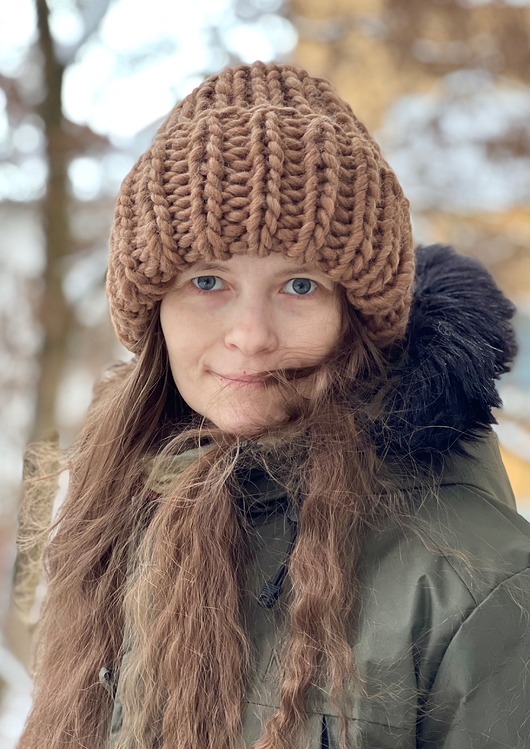 czapki damskie Bardzo gruba zimowa czapka 100% wełna migdalowy